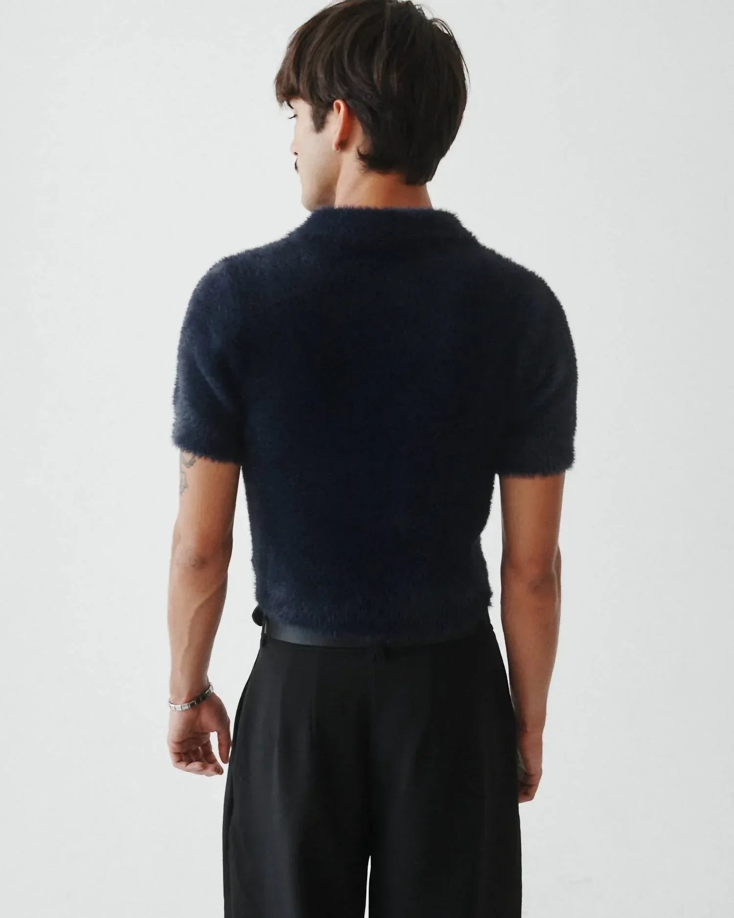 Fuzzy Cropped Polo Shirt