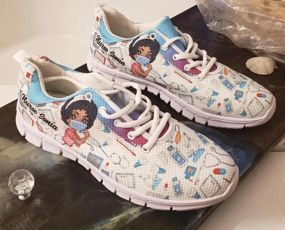 Personalized Breast Cancer Sneakers - Gift To Friend/Woman - You'll Never Walk Alone