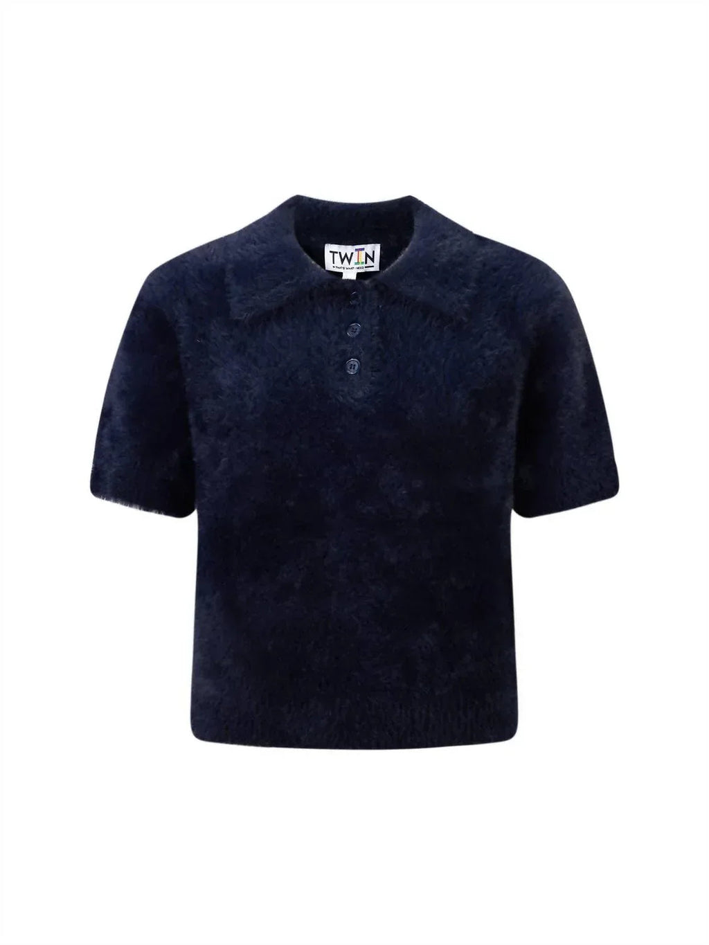 Fuzzy Cropped Polo Shirt