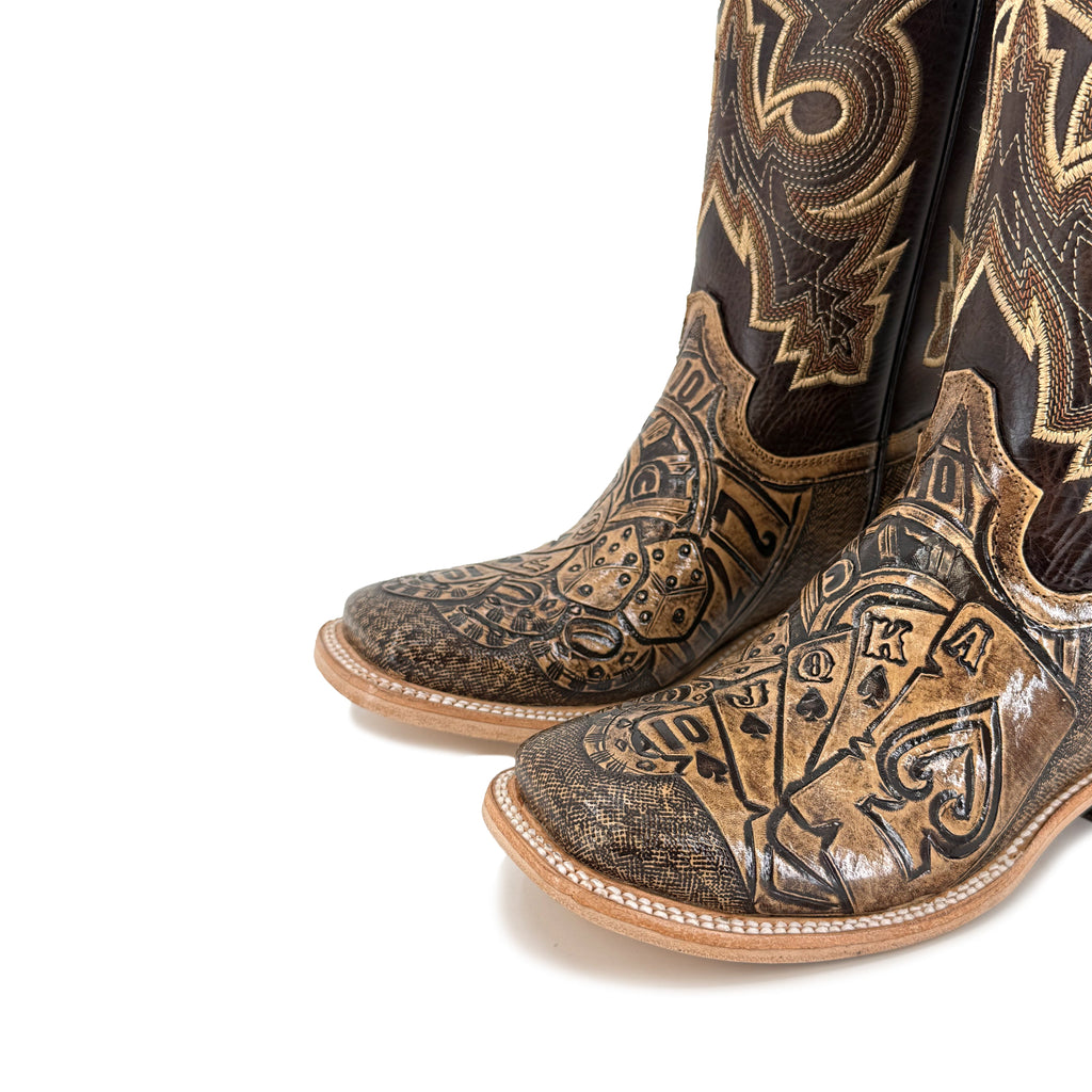Women's Bulldog Hand Tooled Boots - Royal Flush Rustic