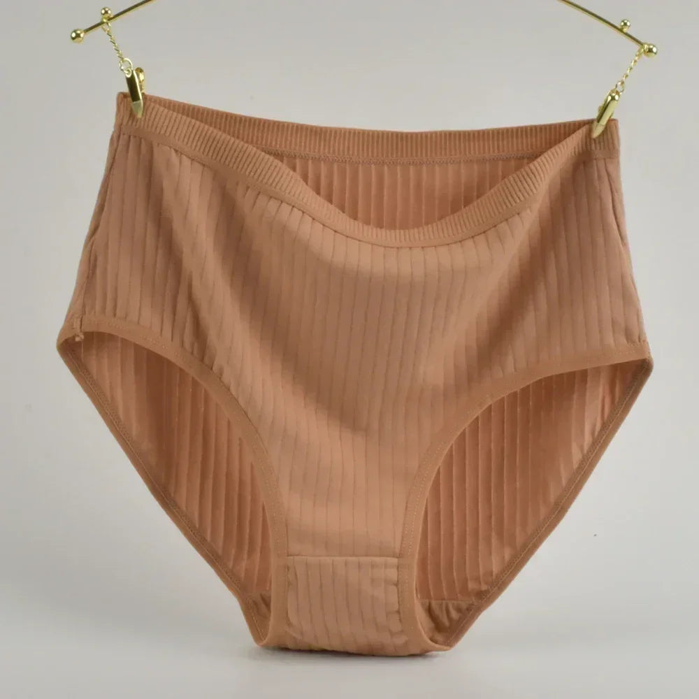 Soft High Waist Cotton Panties Underwear For Women Breathable Plus Size Woman Briefs Female Lingerie Underpants Panty Striped