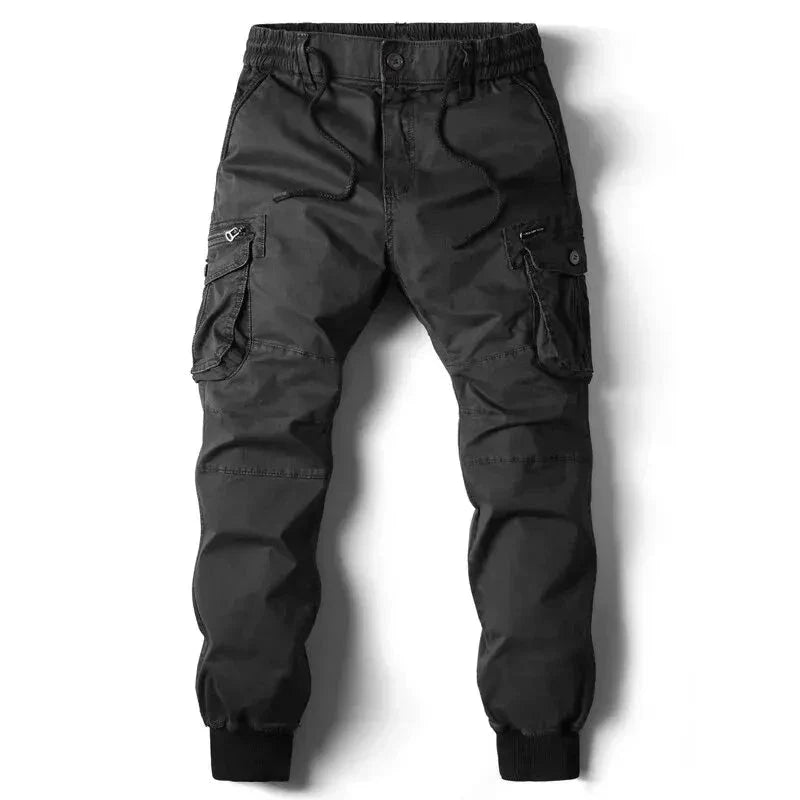 Mandotos Cargo Pants for Men Cotton Full Length Tactical Military Cargo Trousers Gray