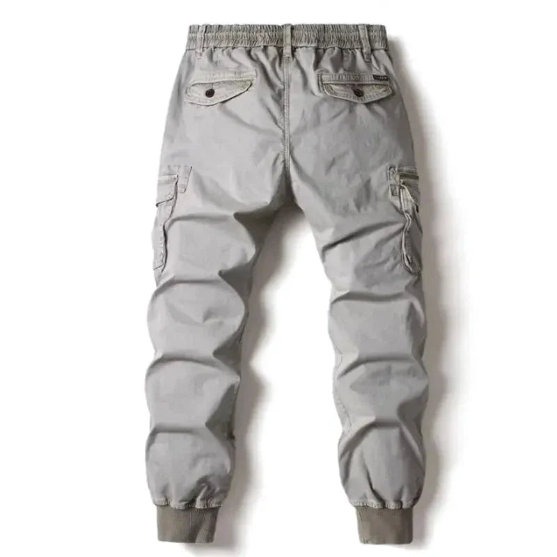 Mandotos Cargo Pants for Men Cotton Full Length Tactical Military Cargo Trousers Gray