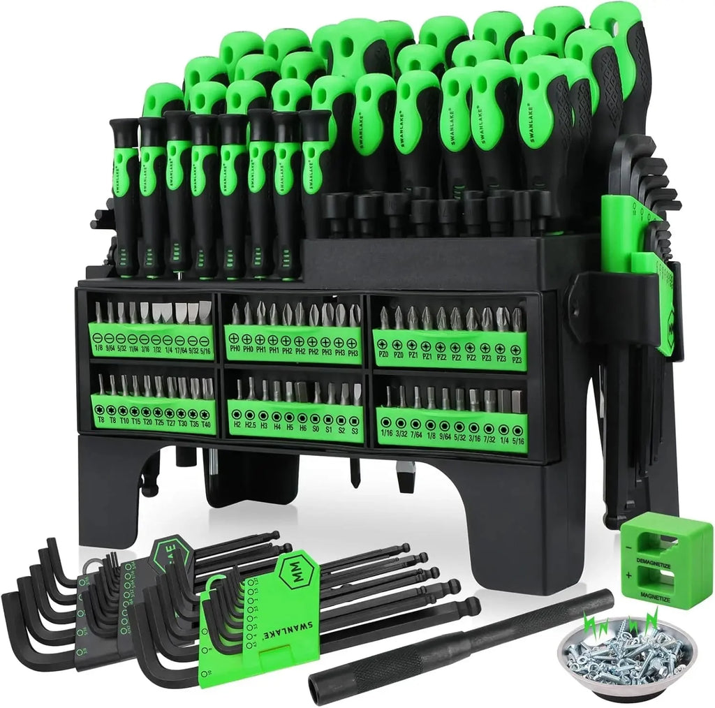 141-Piece Magnetic Screwdriver Set with Torx, Phillips, Hex Keys, Ratchet Handle & Bits for DIY Tools Gift