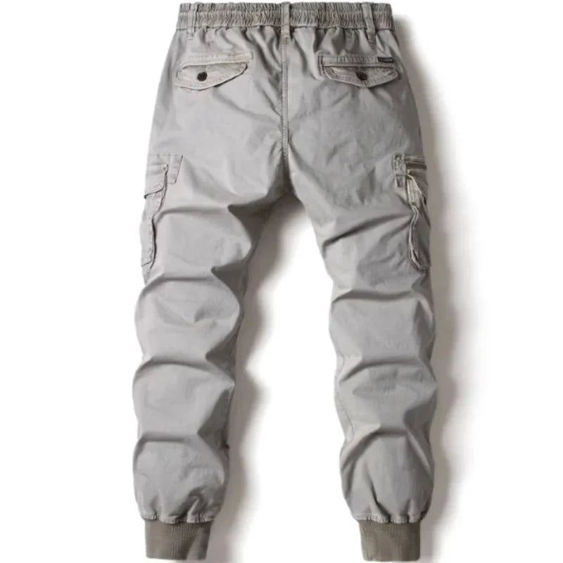 Mandotos Cargo Pants for Men Cotton Full Length Tactical Military Cargo Trousers Gray