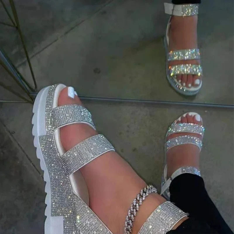 Women Gladiator Sandals Ladies Buckle Strap Snake Print Woman Shoes Casual Flat Platform Colorful Female Beach Sandals Summer