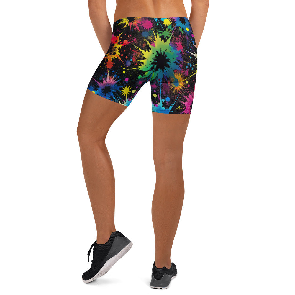 Color Splat Woman's Shorts For EDM Rave Festival Outfit Clothing