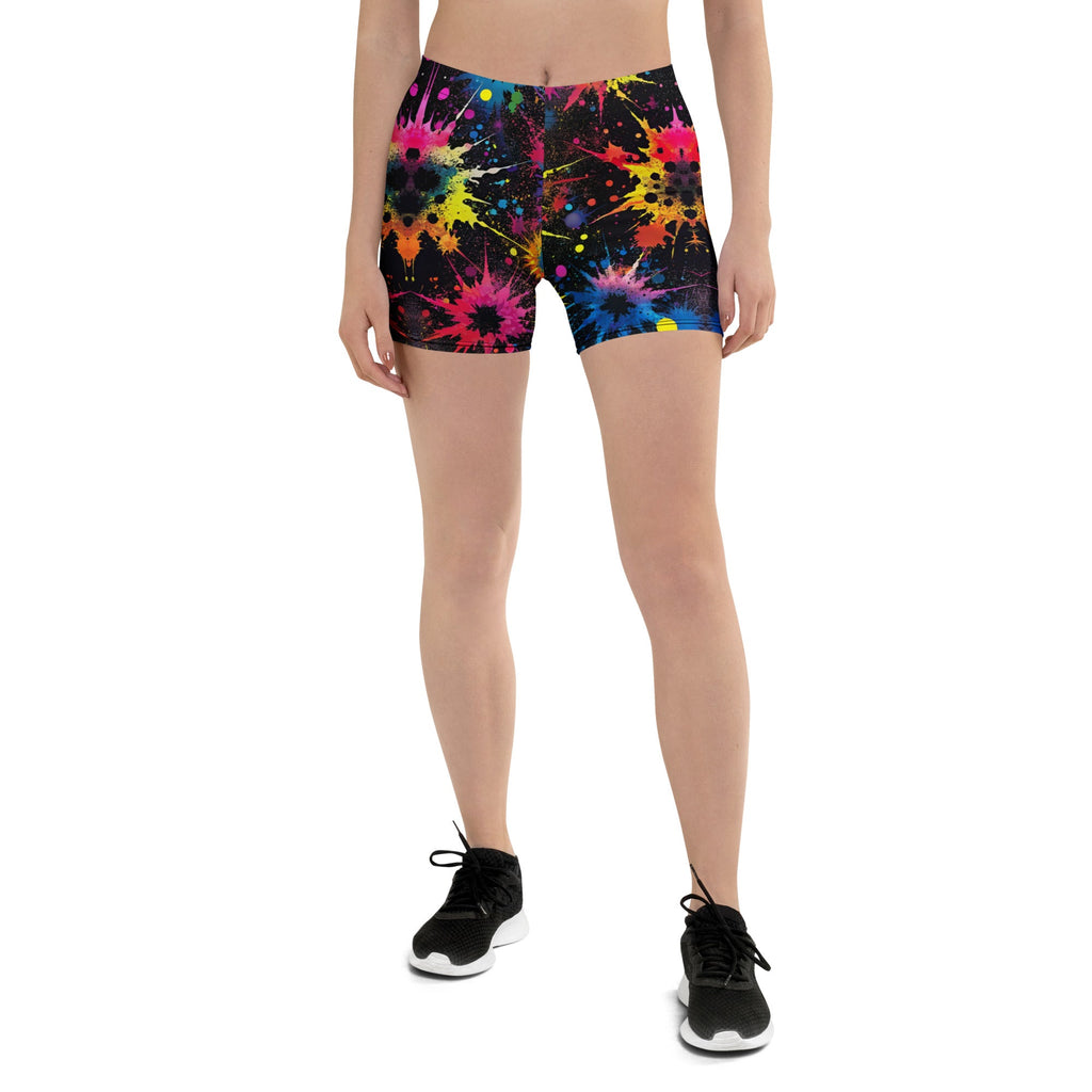 Color Splat Woman's Shorts For EDM Rave Festival Outfit Clothing