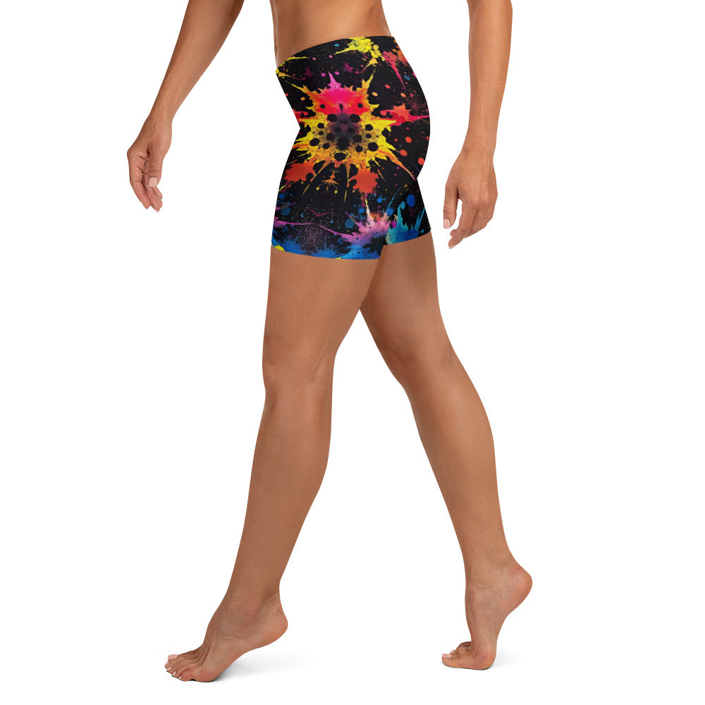 Color Splat Woman's Shorts For EDM Rave Festival Outfit Clothing