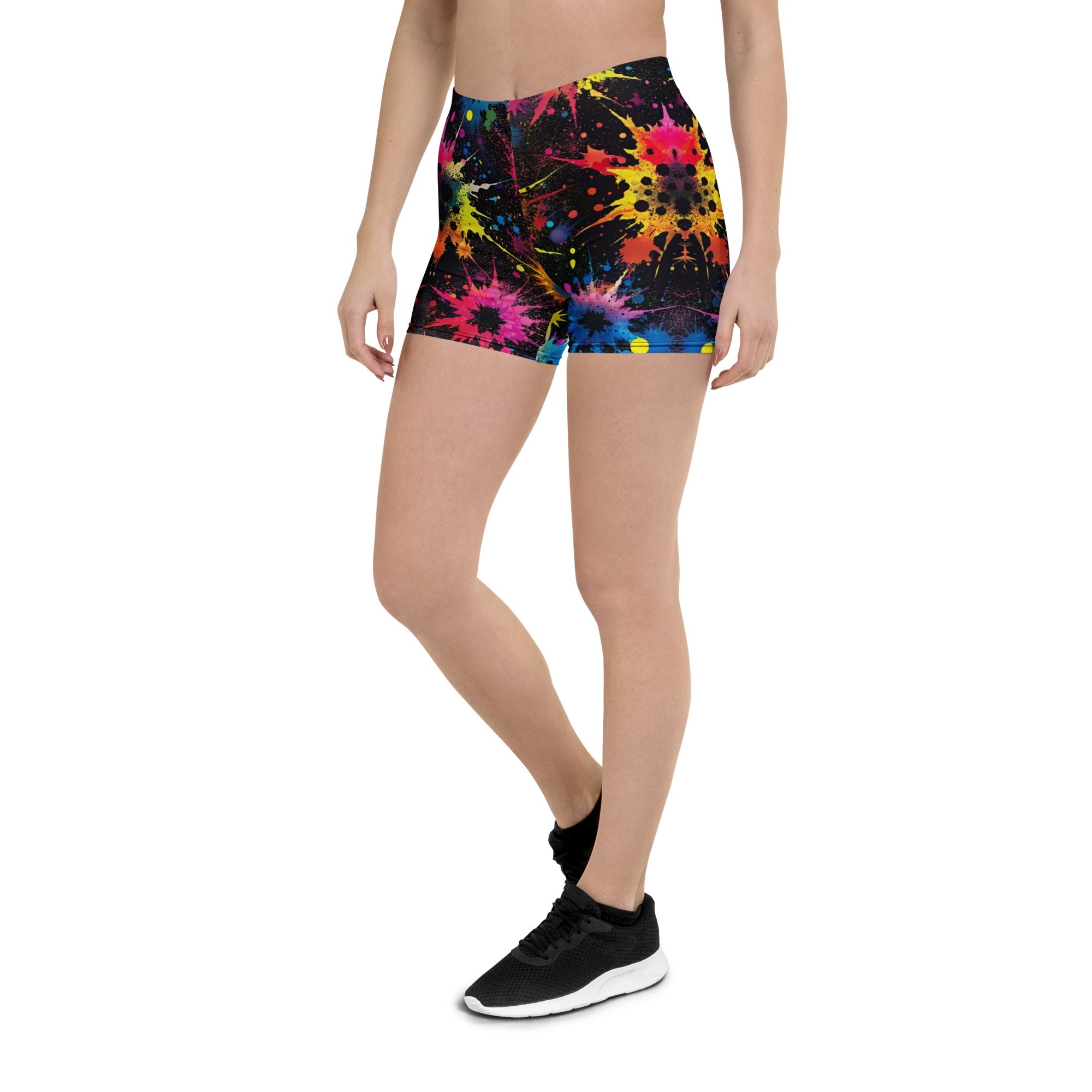 Color Splat Woman's Shorts For EDM Rave Festival Outfit Clothing