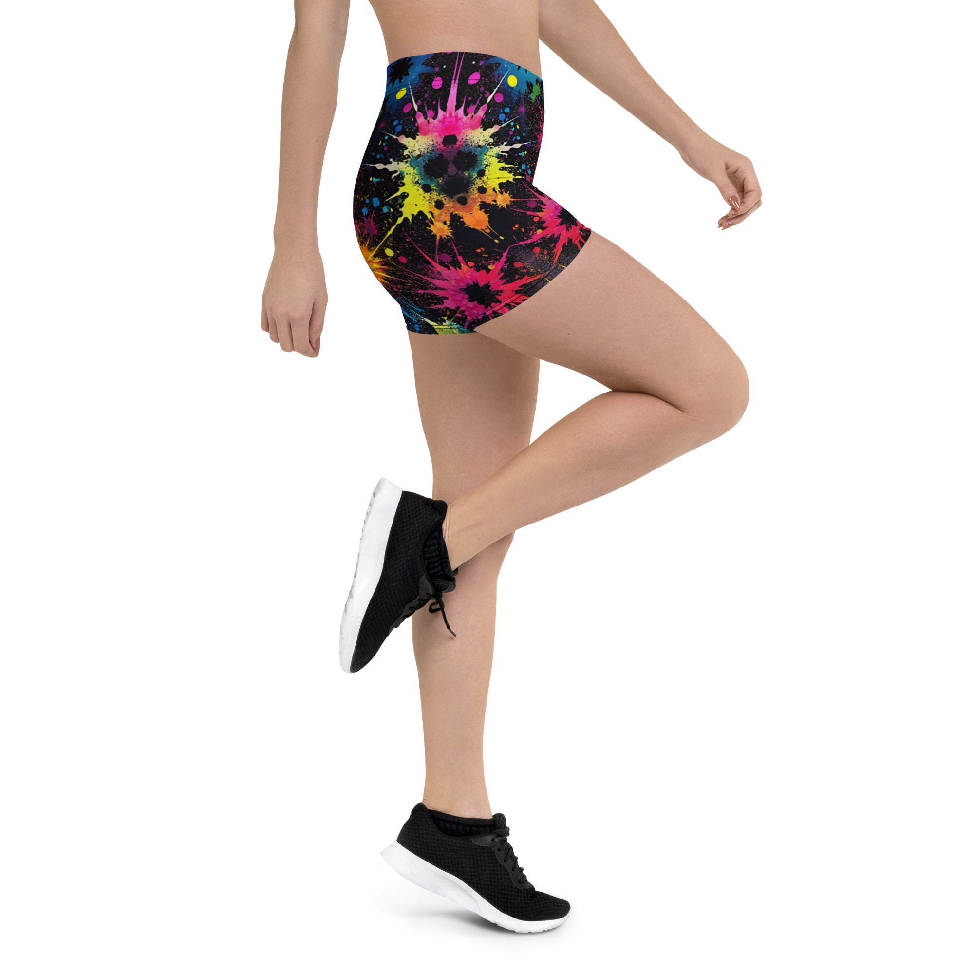 Color Splat Woman's Shorts For EDM Rave Festival Outfit Clothing