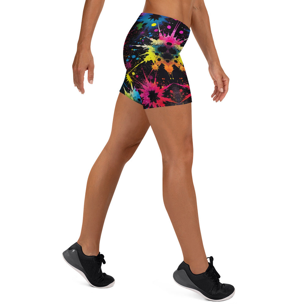 Color Splat Woman's Shorts For EDM Rave Festival Outfit Clothing