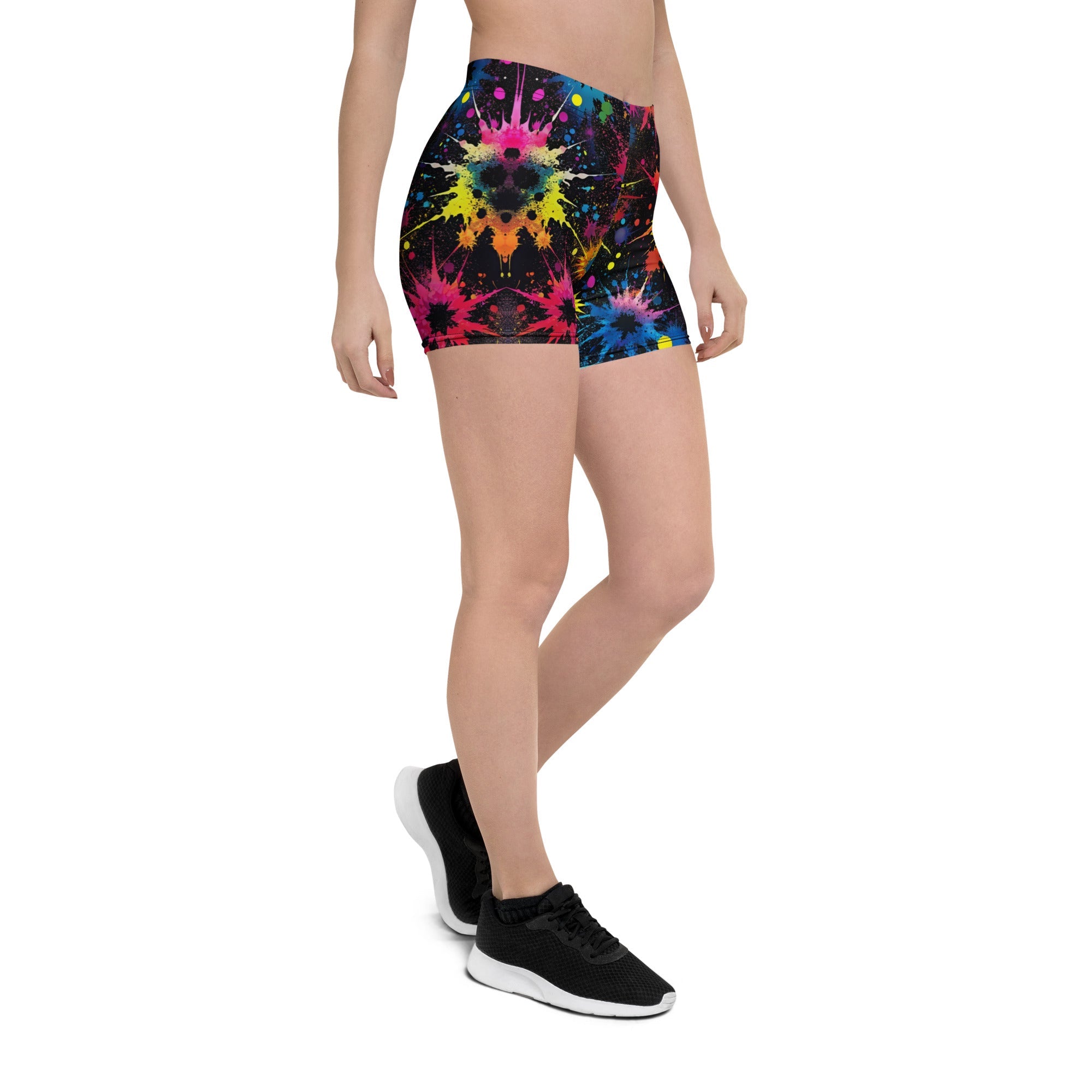 Color Splat Woman's Shorts For EDM Rave Festival Outfit Clothing