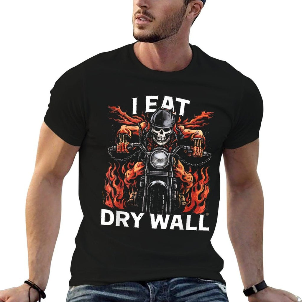 I Eat Drywall Funny Brainrot Cringe Meme Skeleton Biker  Eco-friendly Material T-Shirt