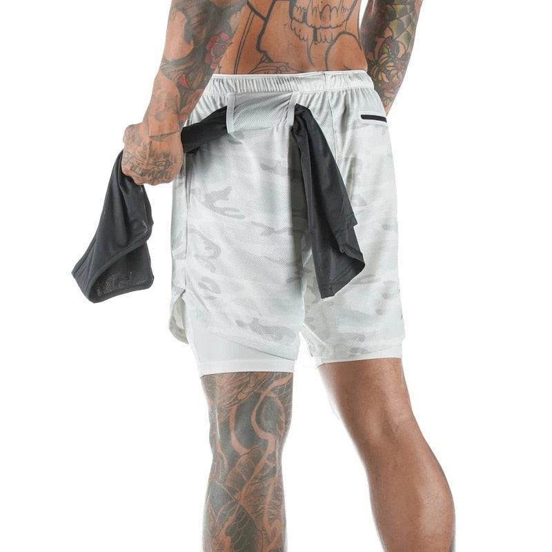 Camo Running Shorts Men Gym Sports Shorts 2 In 1 Quick Dry Workout Training Gym Fitness Jogging Short Pants Summer Men Shorts  Men's Running Gym Shorts Breathable with Pockets Quick Dry Sportswear