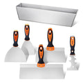 6PCS Drywall Knife Set, Stainless Steel Paint Scraper Putty Knife 3'' 4'' 6'' 8'' 12'' with Mud Pan