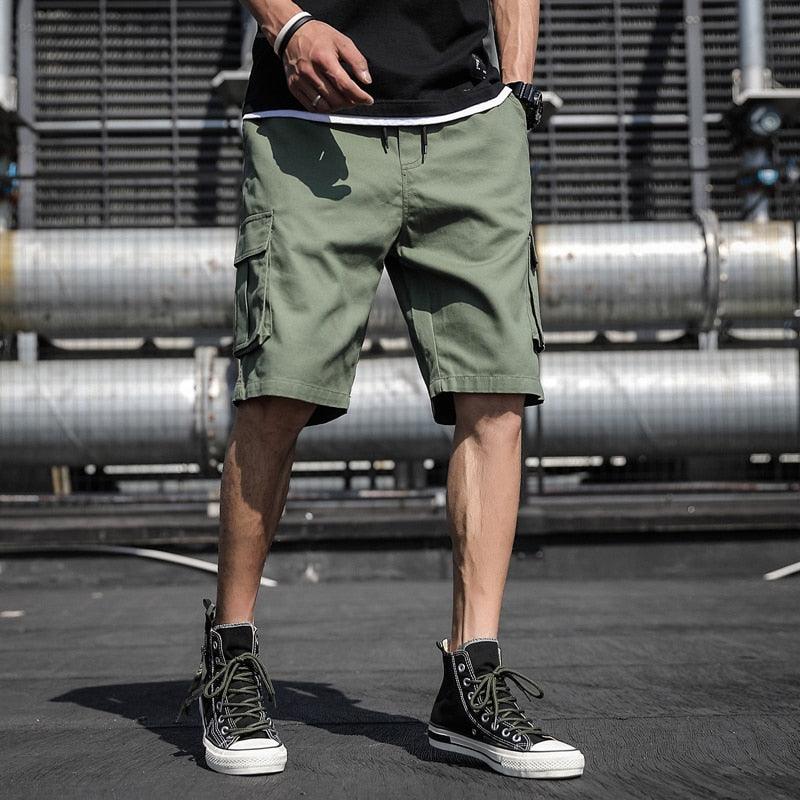 Men Shorts Casual Loose Sports Pants Overalls Men New Summer Fashion Beach Pants High Quality Shorts Men Summer Men's Outdoor Cargo Shorts Pocket Cotton Casual Half Pants Mid Waist Drawstring Loose Shorts