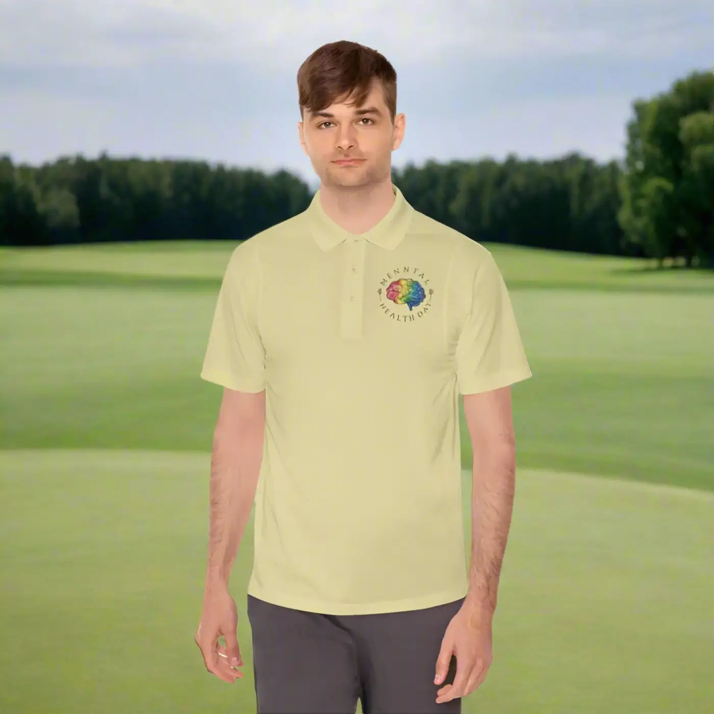 Moisture Wicking Sport Polo Shirt Mental Health Day Dipaliz