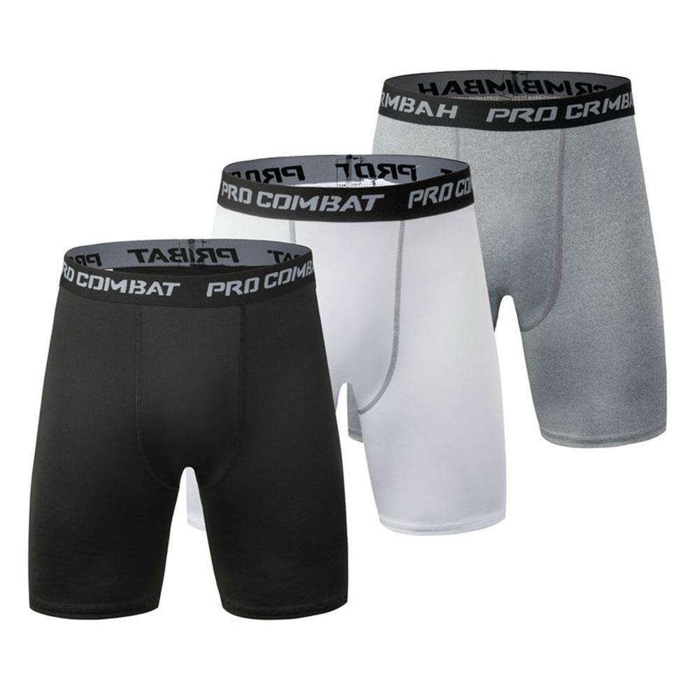 New Male Fitness Quick-Drying Tight Shorts Elastic Compression Leggings Training Pants Men Running Shorts Comfort Black Gray Mens Running Compression Pants Workout Cool Quick Dry Sports Shorts for Running Athletic Underwear