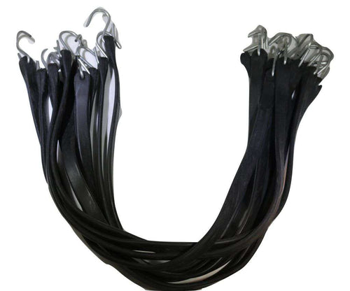 15 Inch Rubber Tarp Straps w/ Crimped S Hooks | 20 PACK